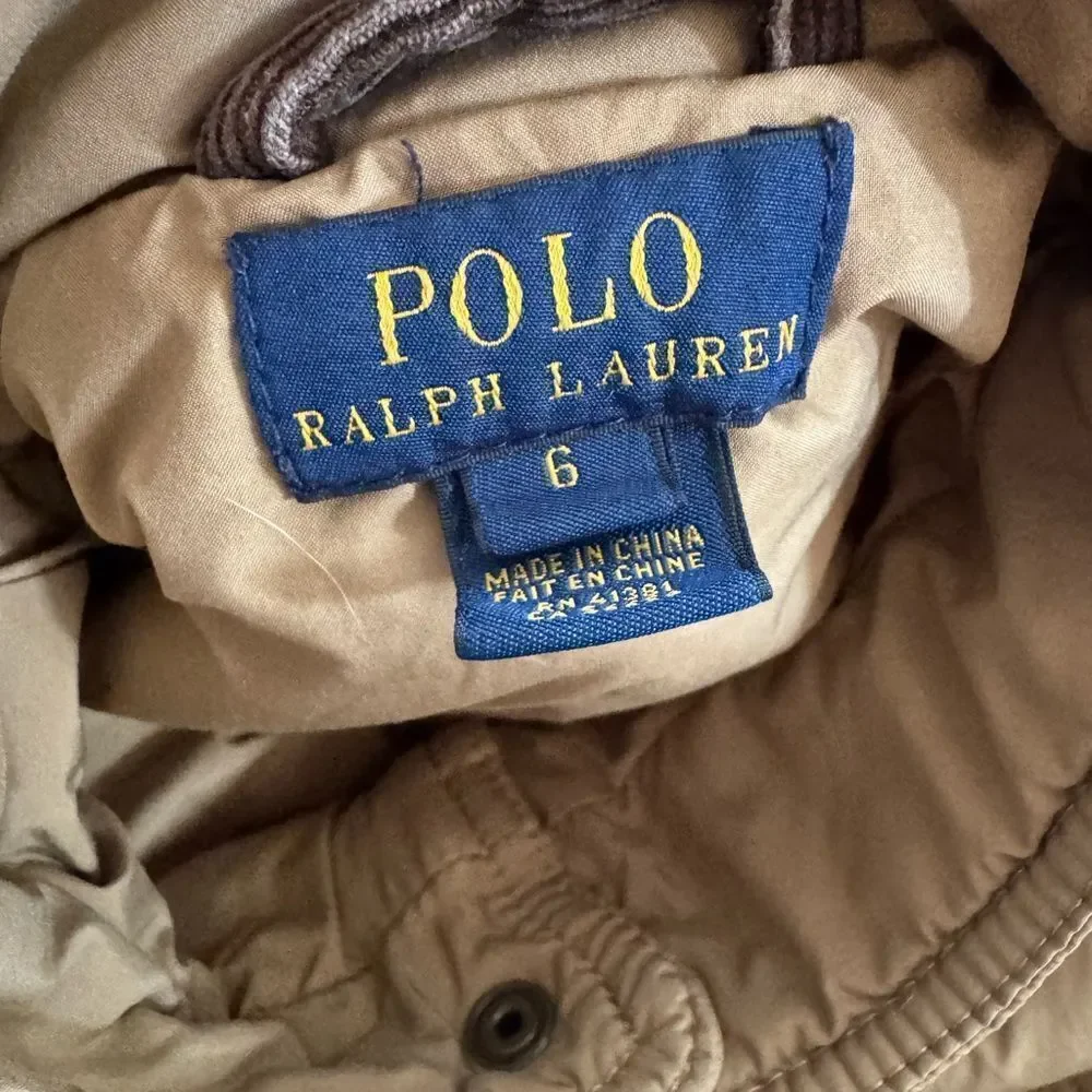 Polo Ralph Lauren Quilted Tan Light Puffer Jacket Kids 6